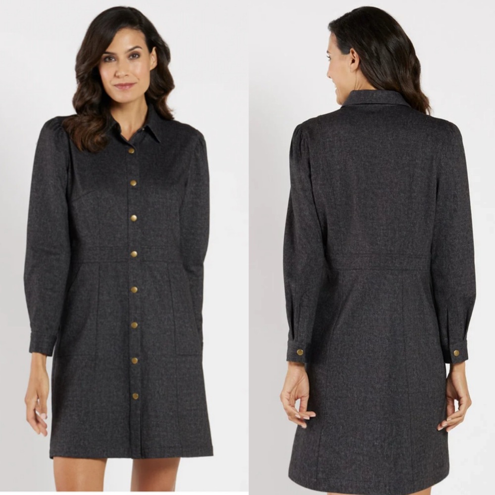 Jude Connally NWT Solange Denim Dress Black Stretch Preppy Western Womens L